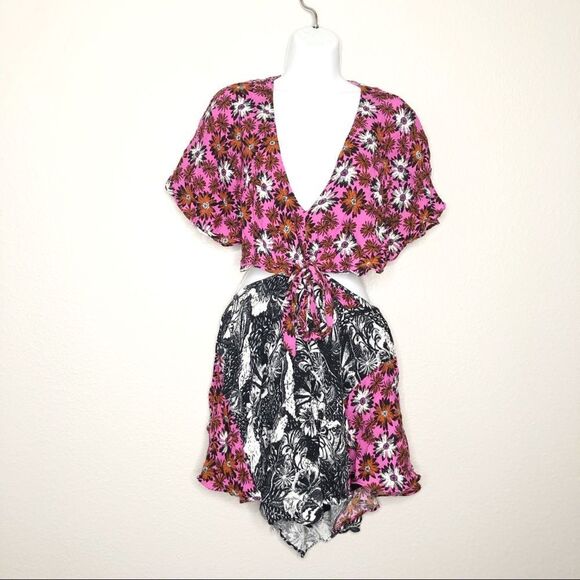 Free People Dark Star Mini Floral Open Back Boho  Dress Size XS - Picture 3 of 13